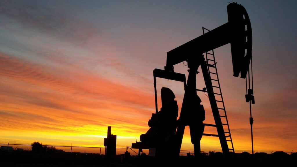 pump jack at sunset